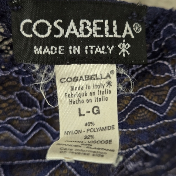 Cosabella Made in Italy Navy Blue Lace Camisole Top Size L Y2K Femimime Romantic - Picture 6 of 8